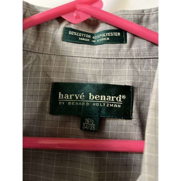 Long-sleeve Harve Bernard Shirt Mens 16‎ 1/2 34-35 Gray Long Sleeve Button Up - Picture 1 of 5